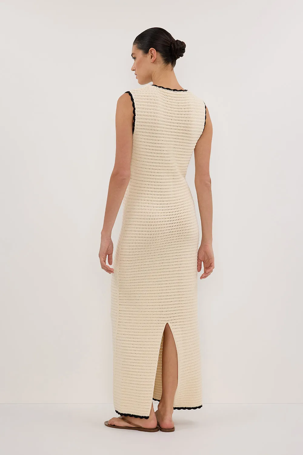 GINA CREAM SCOOP CROCHET MIDI DRESS sold by Dissh product image thumbnail 5