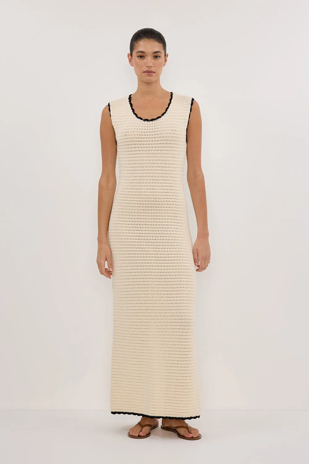 GINA CREAM SCOOP CROCHET MIDI DRESS sold by Dissh product image thumbnail 3