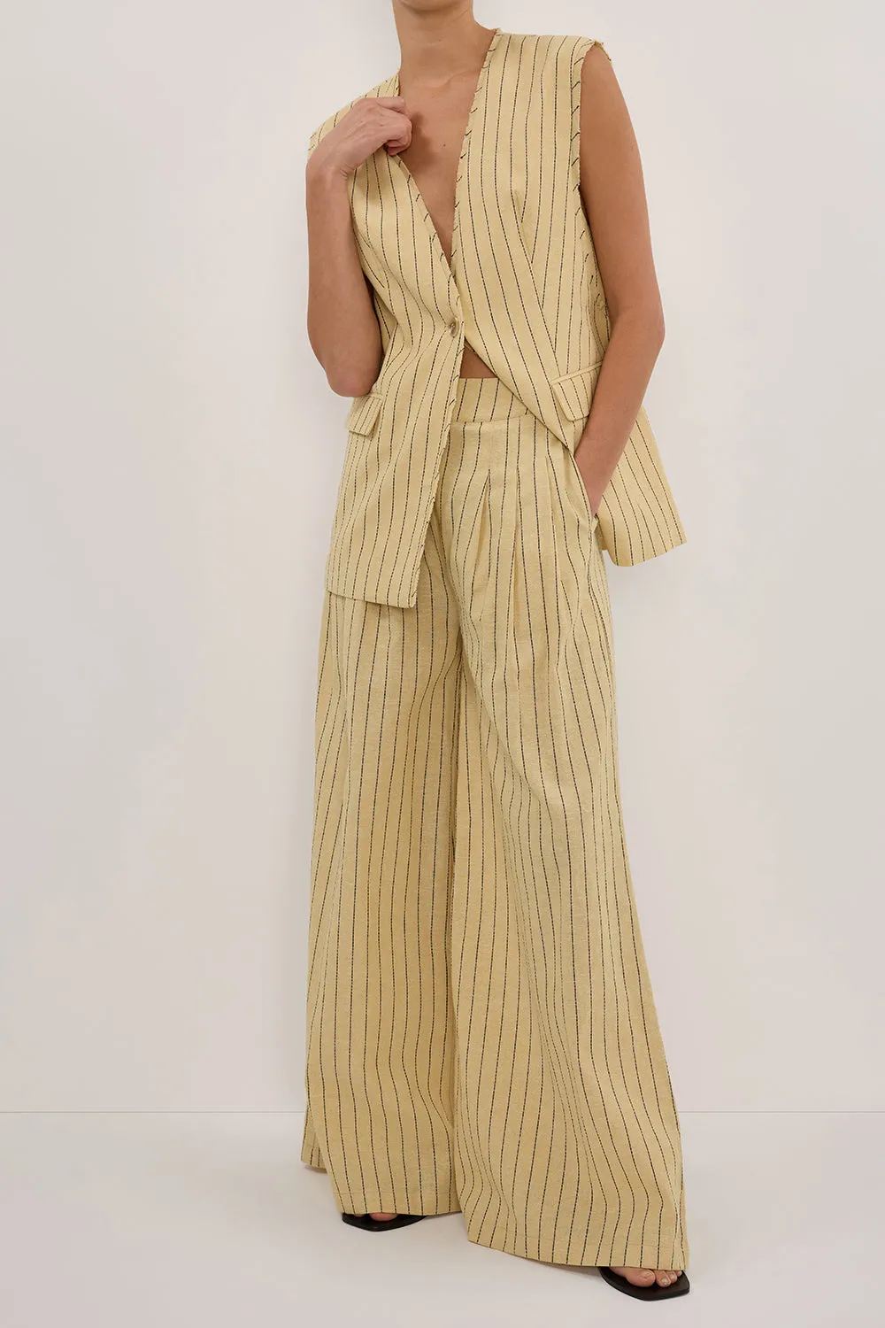 OLLIE DUNE STRIPE WIDE LEG PANT sold by Dissh product image thumbnail 2