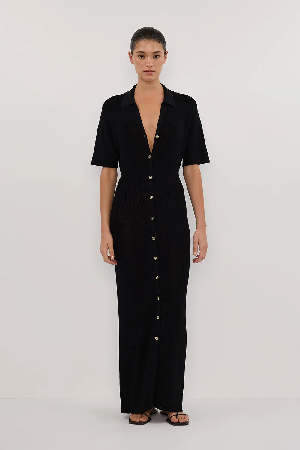 LIAM BLACK KNIT POLO MAXI DRESS sold by Dissh product image thumbnail 2