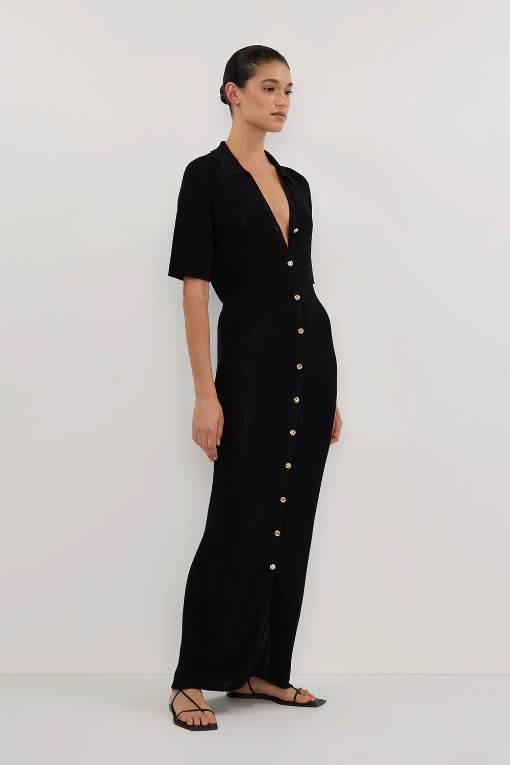LIAM BLACK KNIT POLO MAXI DRESS sold by Dissh product image thumbnail 4
