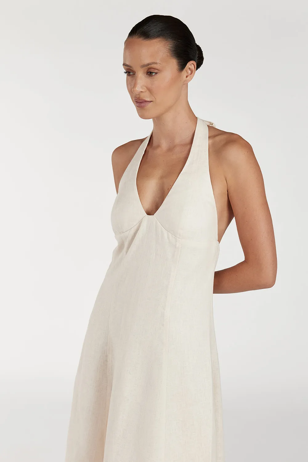 AUDREY CREAM HALTER LINEN DRESS sold by Dissh product image thumbnail 2