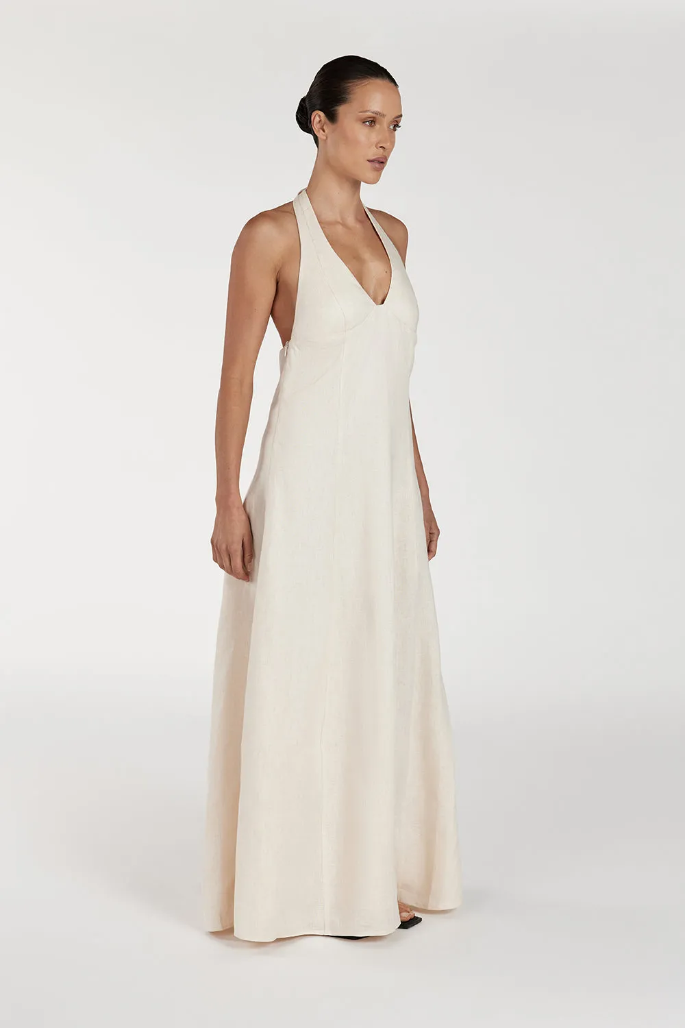 AUDREY CREAM HALTER LINEN DRESS sold by Dissh product image thumbnail 3
