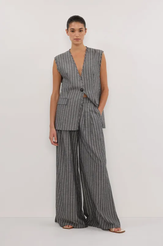 OLLIE SLATE STRIPE WIDE LEG PANT sold by Dissh