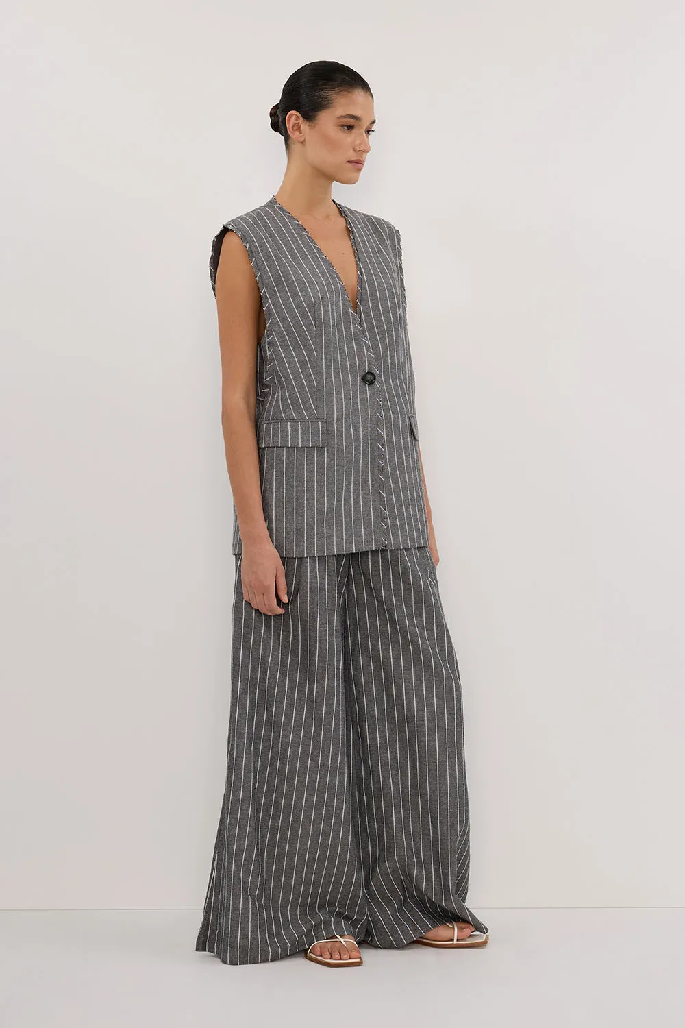OLLIE SLATE STRIPE WIDE LEG PANT sold by Dissh product image thumbnail 3