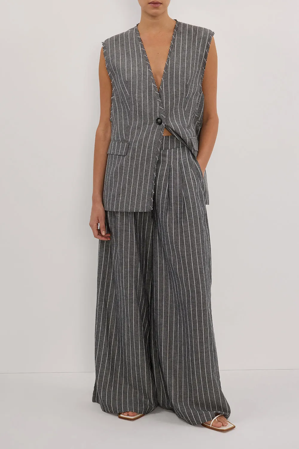 OLLIE SLATE STRIPE WIDE LEG PANT sold by Dissh product image thumbnail 2