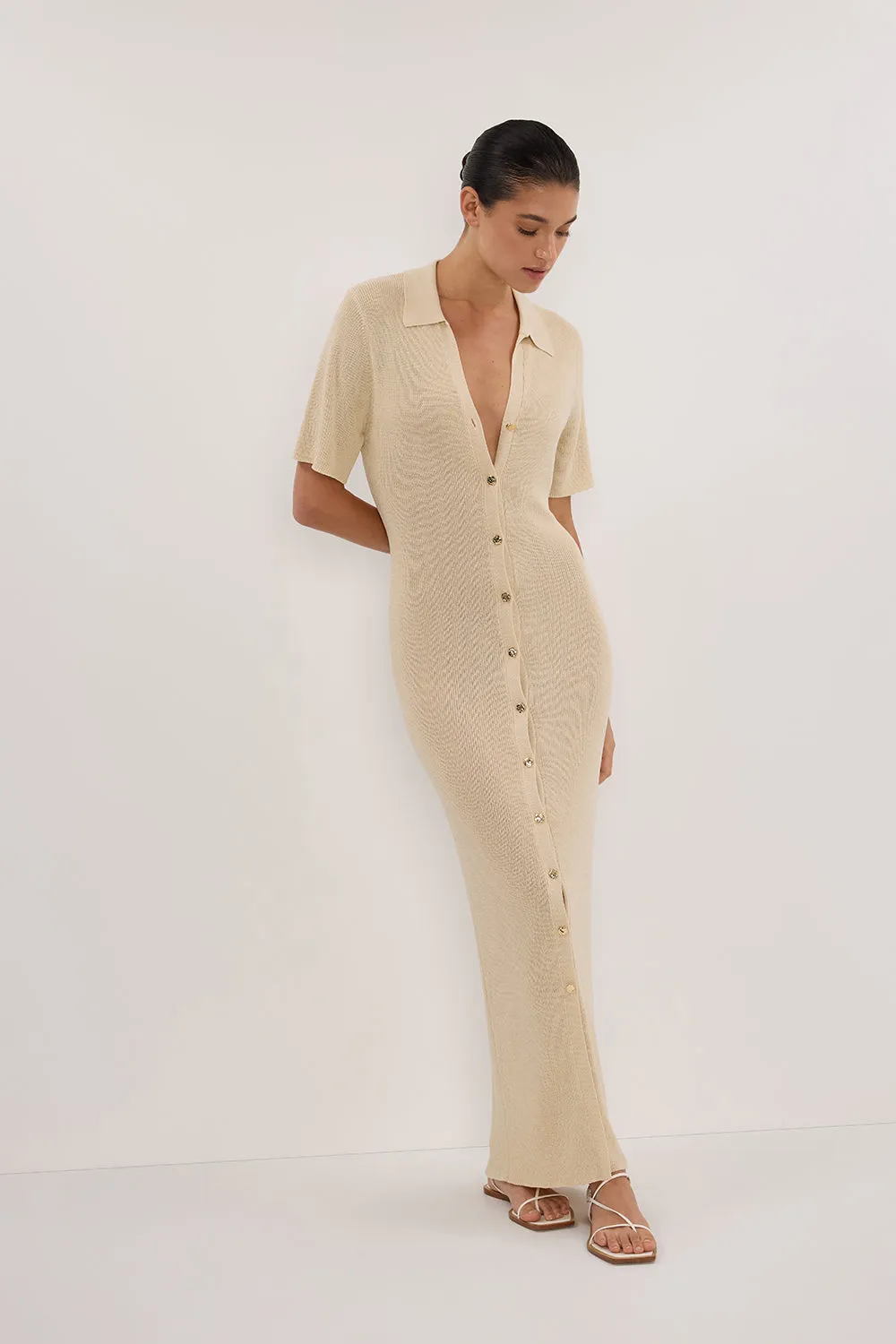 LIAM NATURAL KNIT POLO MAXI DRESS sold by Dissh product image thumbnail 2