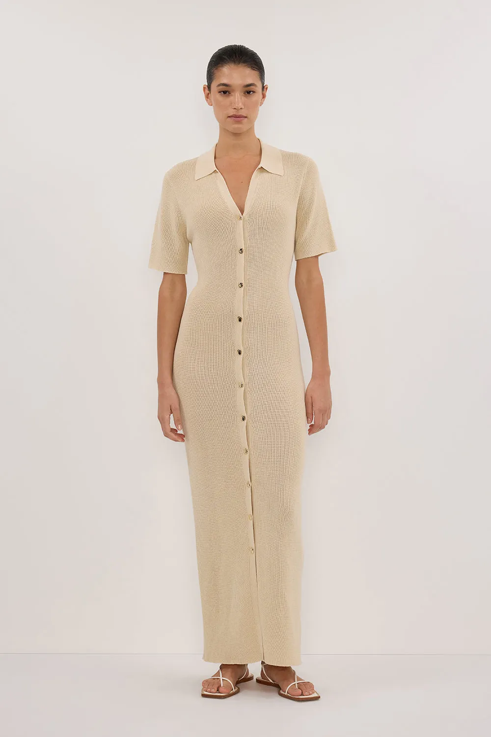LIAM NATURAL KNIT POLO MAXI DRESS sold by Dissh