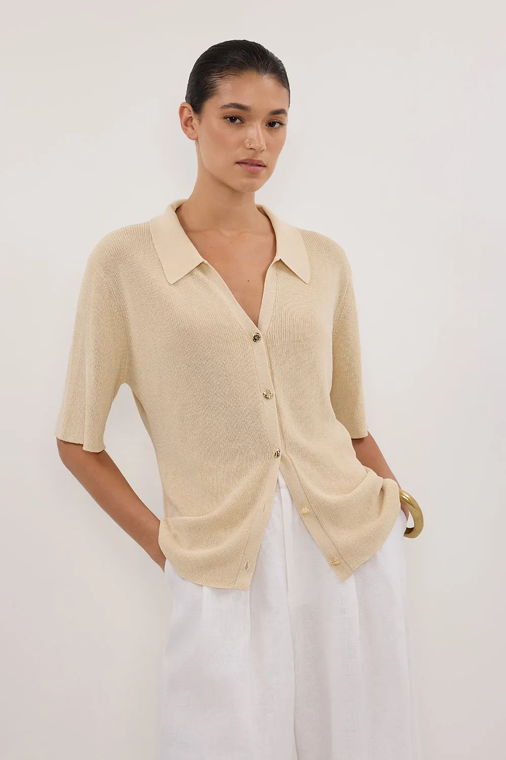 LIAM NATURAL KNIT POLO SHIRT sold by Dissh product image thumbnail 3