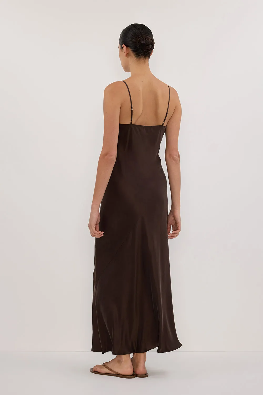COLETTE BITTER CHOC SILK MIDI DRESS sold by Dissh product image thumbnail 4