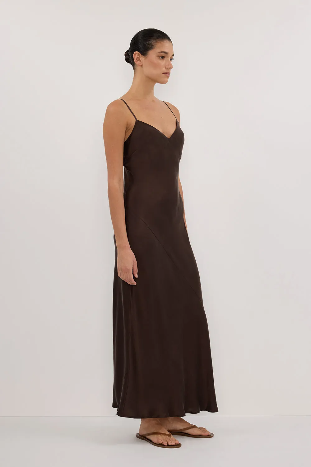 COLETTE BITTER CHOC SILK MIDI DRESS sold by Dissh product image thumbnail 3