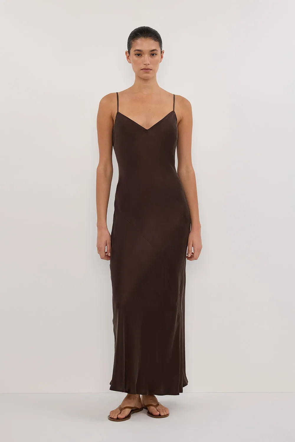 COLETTE BITTER CHOC SILK MIDI DRESS sold by Dissh product image thumbnail 2