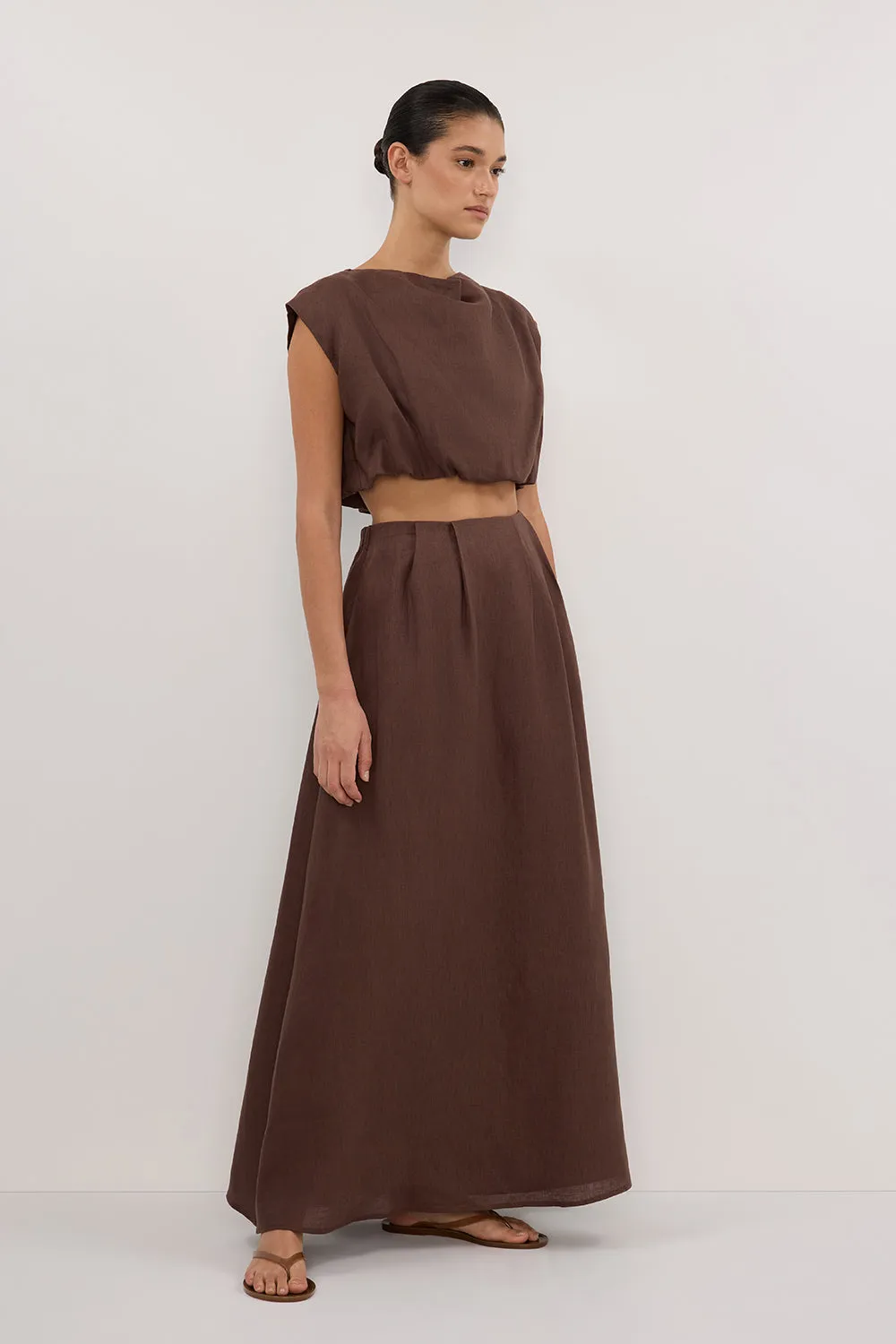 AMY CHOC LINEN MIDI SKIRT sold by Dissh product image thumbnail 4