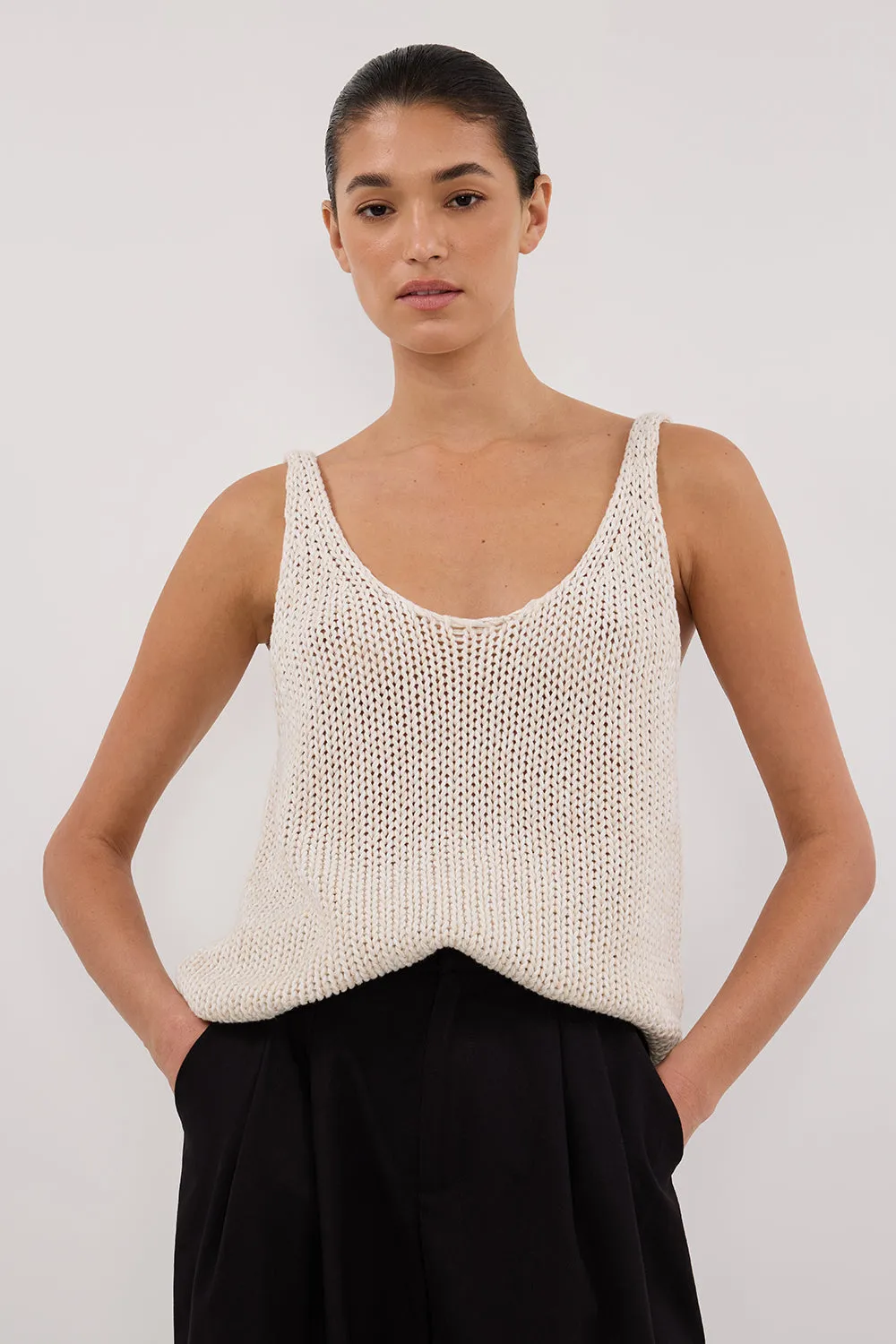HEIDI CREAM MARLE SCOOP KNIT TANK sold by Dissh product image thumbnail 2