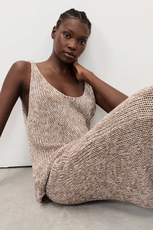 HEIDI TAN MARLE SCOOP KNIT TANK sold by Dissh