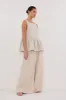 DAISY NATURAL LINEN PEPLUM TOP sold by Dissh