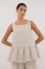 DAISY NATURAL LINEN PEPLUM TOP sold by Dissh