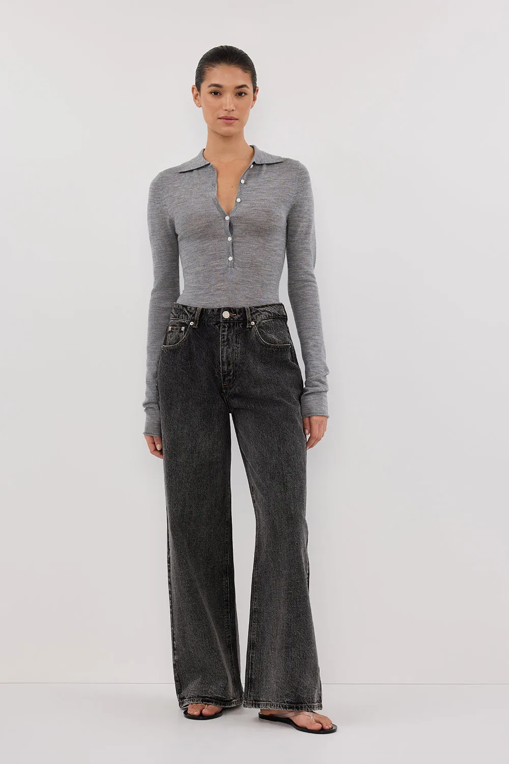 JANE SILVER MARLE MERINO POLO TOP sold by Dissh product image thumbnail 3