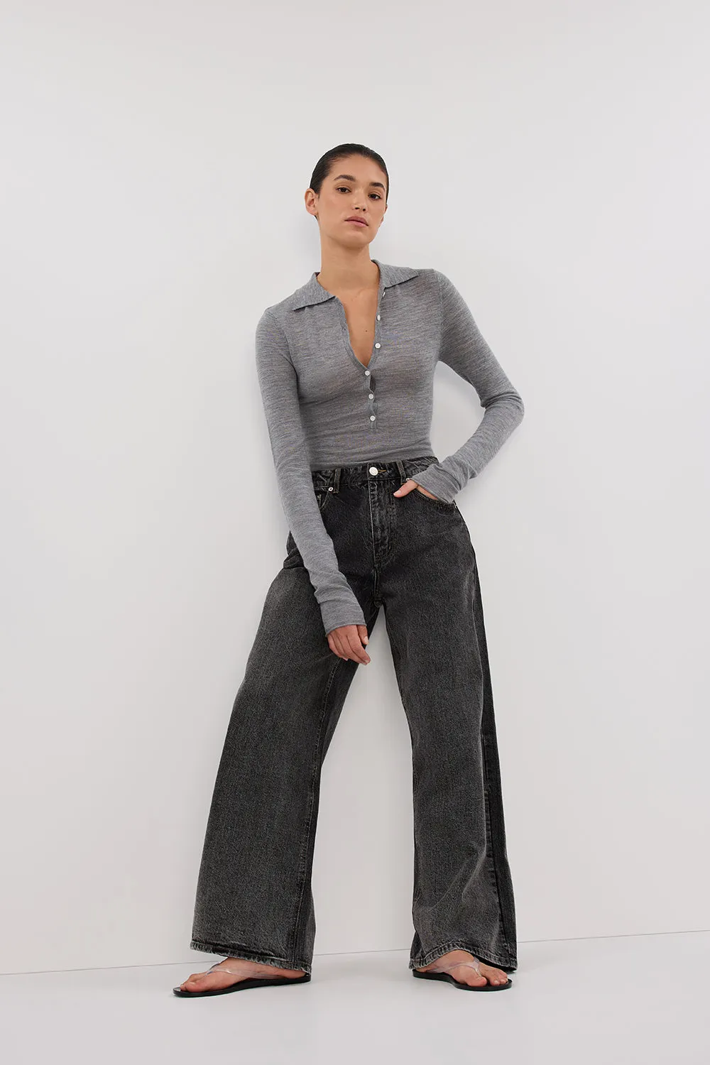 JANE SILVER MARLE MERINO POLO TOP sold by Dissh product image thumbnail 2