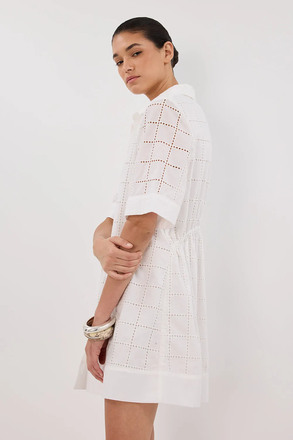 OWEN WHITE SLEEVED BRODERIE MINI DRESS sold by Dissh product image thumbnail 3