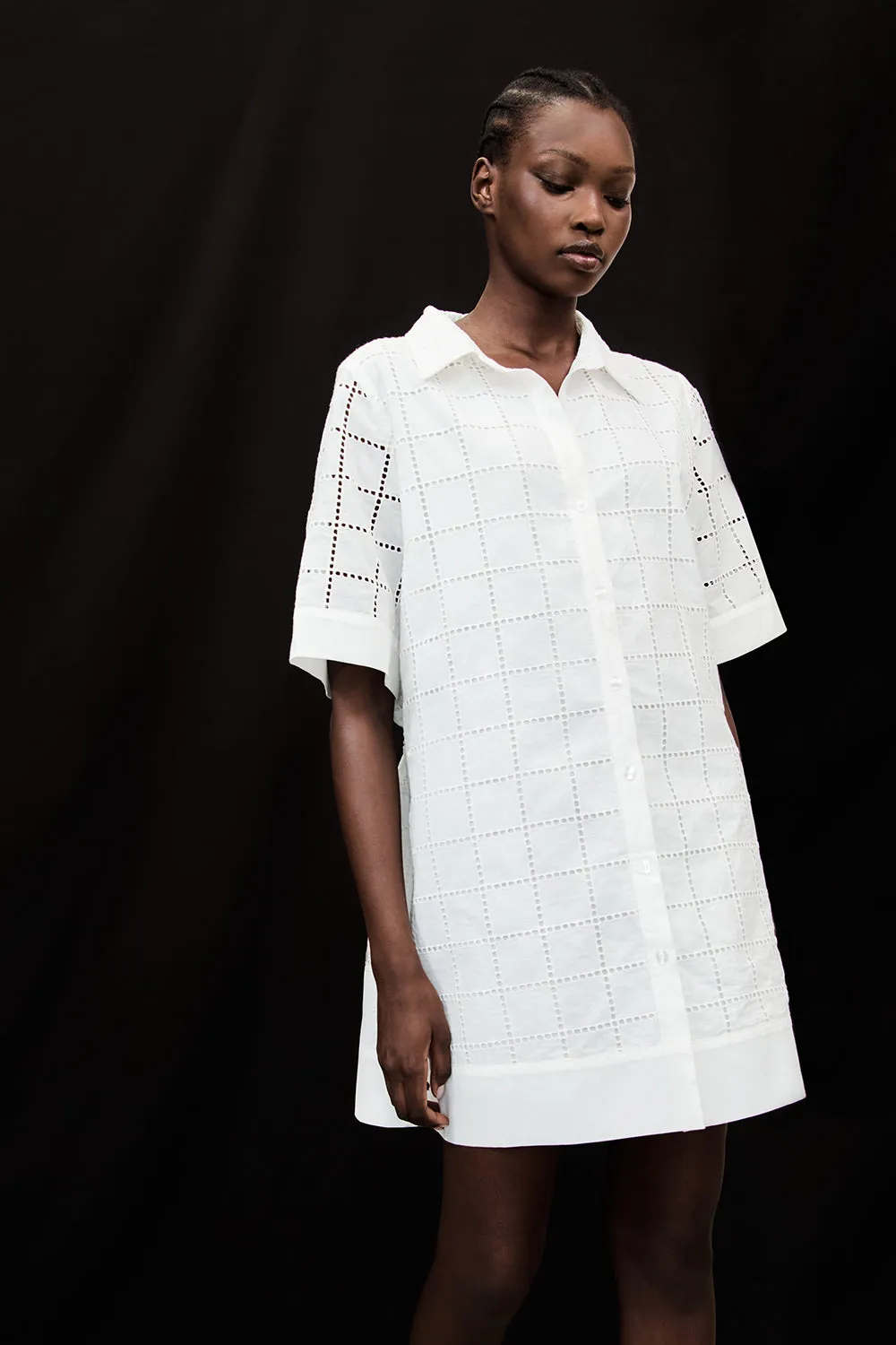 OWEN WHITE SLEEVED BRODERIE MINI DRESS sold by Dissh