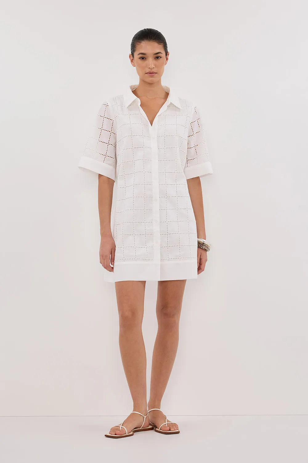 OWEN WHITE SLEEVED BRODERIE MINI DRESS sold by Dissh product image thumbnail 2