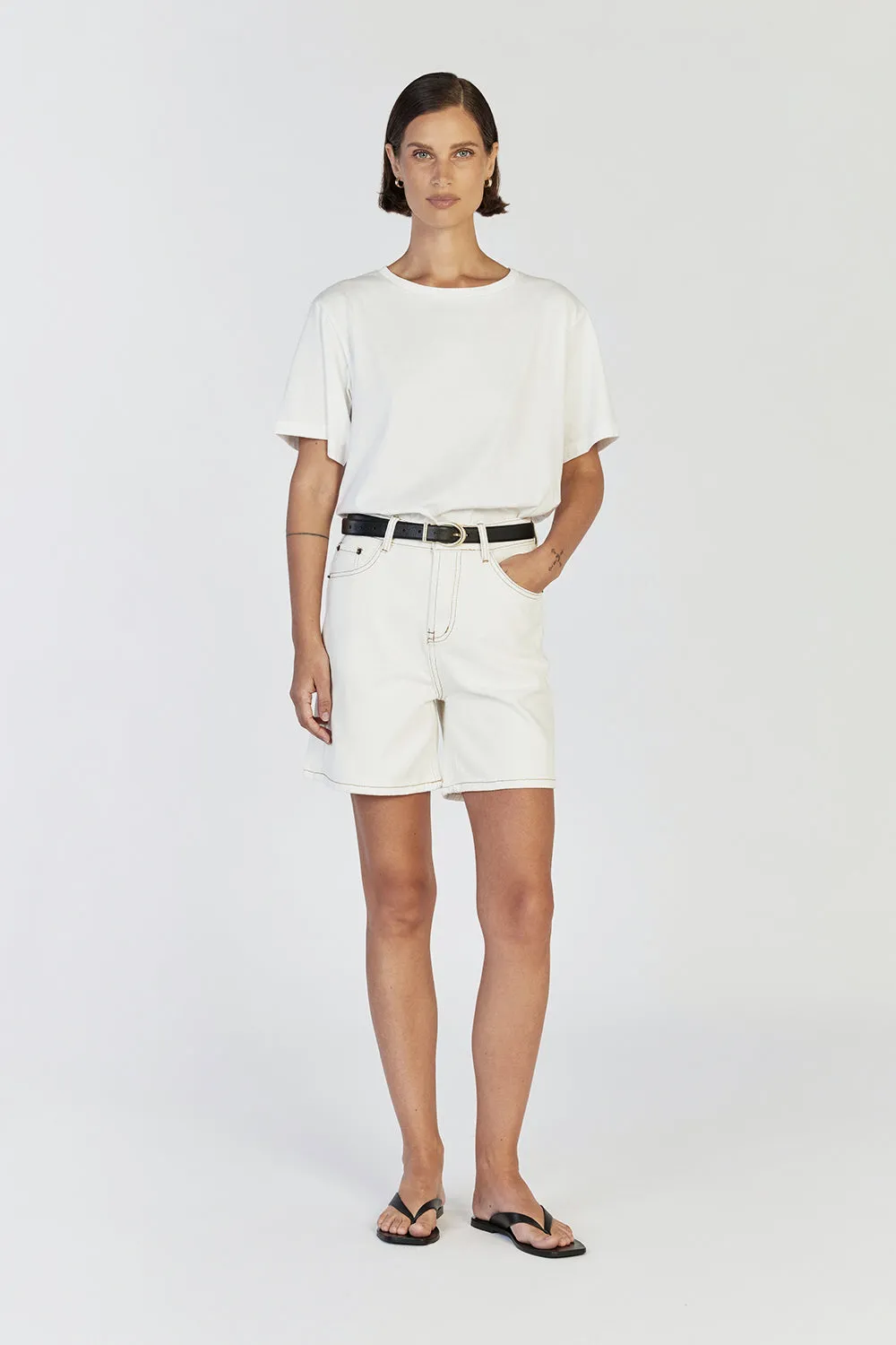 JOPLIN CREAM DENIM SHORT sold by Dissh