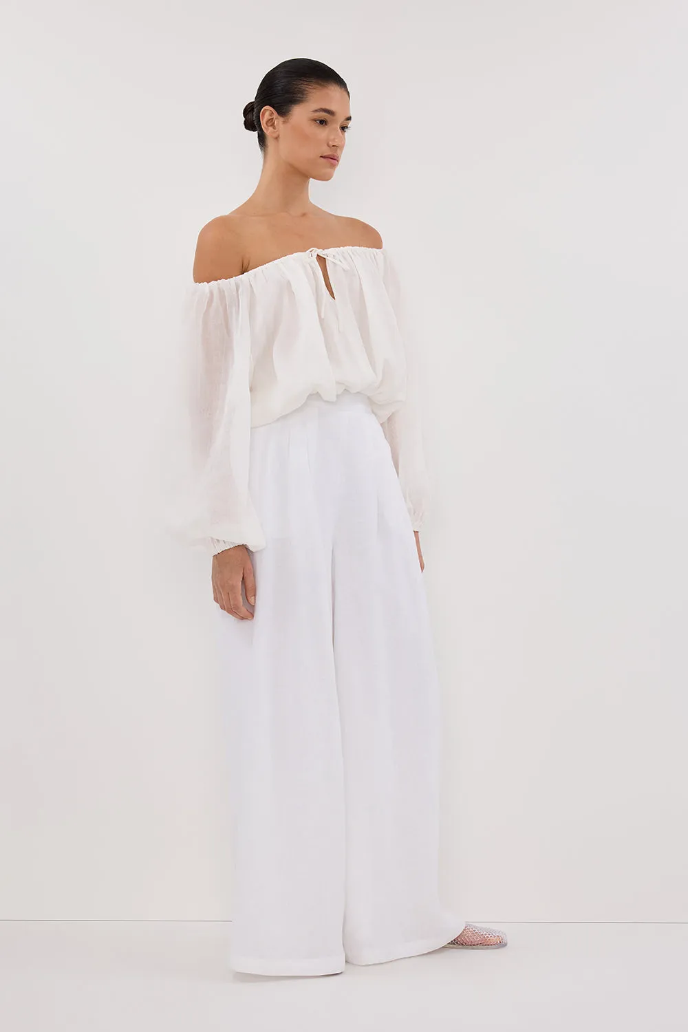 CODY WHITE WIDE LINEN PANT sold by Dissh product image thumbnail 3