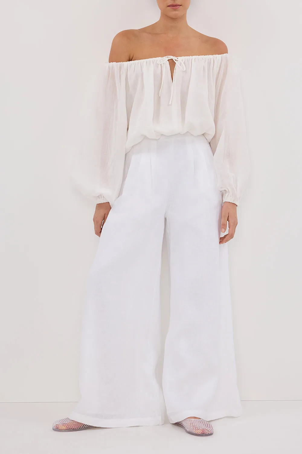 CODY WHITE WIDE LINEN PANT sold by Dissh product image thumbnail 2