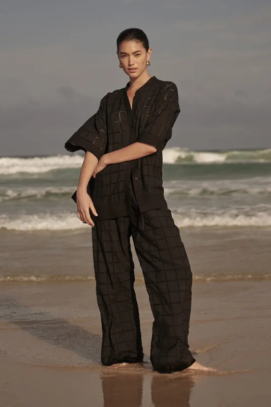 OWEN BLACK BRODERIE PANT sold by Dissh