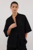 OWEN BLACK SLEEVED BRODERIE SHIRT sold by Dissh