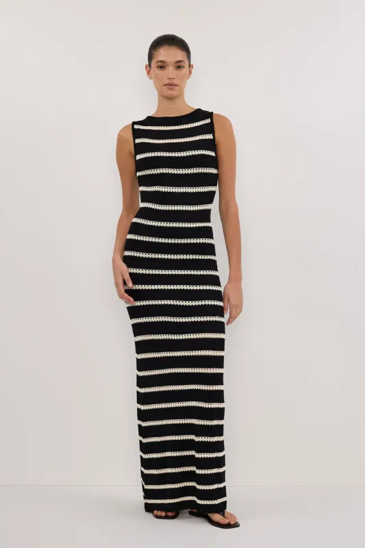 SAM STRIPE BOAT NECK MAXI DRESS sold by Dissh