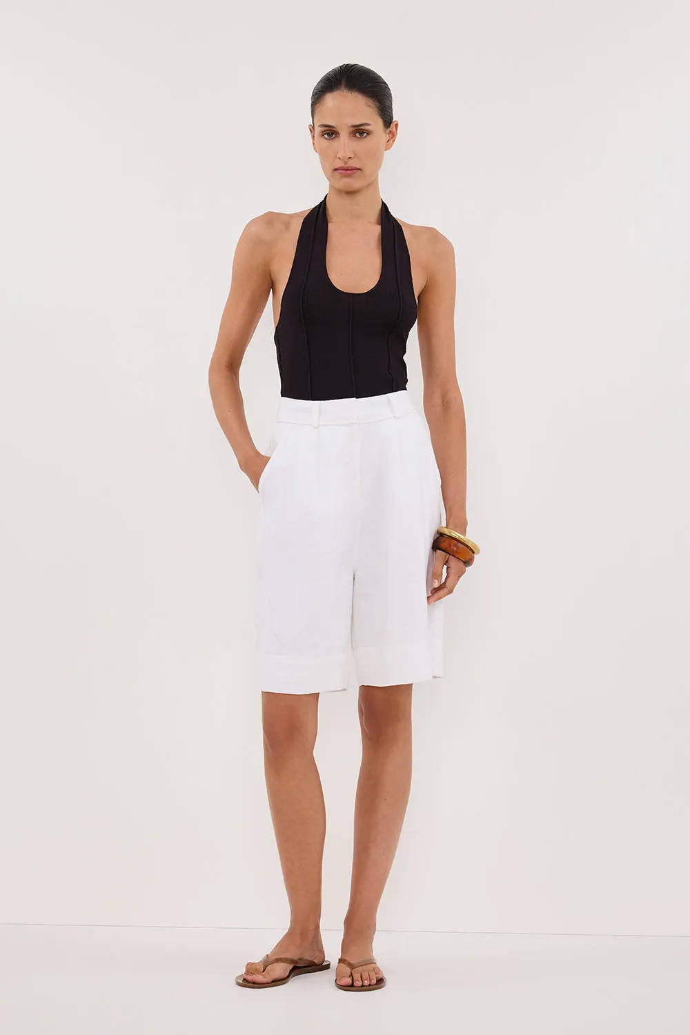 LISS WASHED BLACK HALTER KNIT TOP sold by Dissh product image thumbnail 2