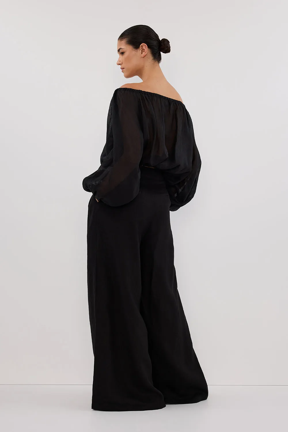 CODY BLACK WIDE LINEN PANT sold by Dissh product image thumbnail 4