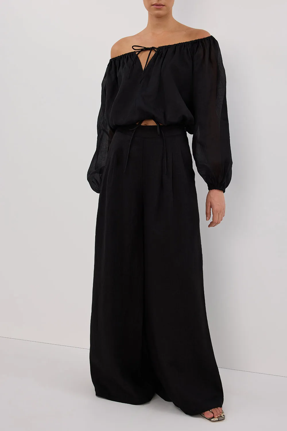 CODY BLACK WIDE LINEN PANT sold by Dissh product image thumbnail 2