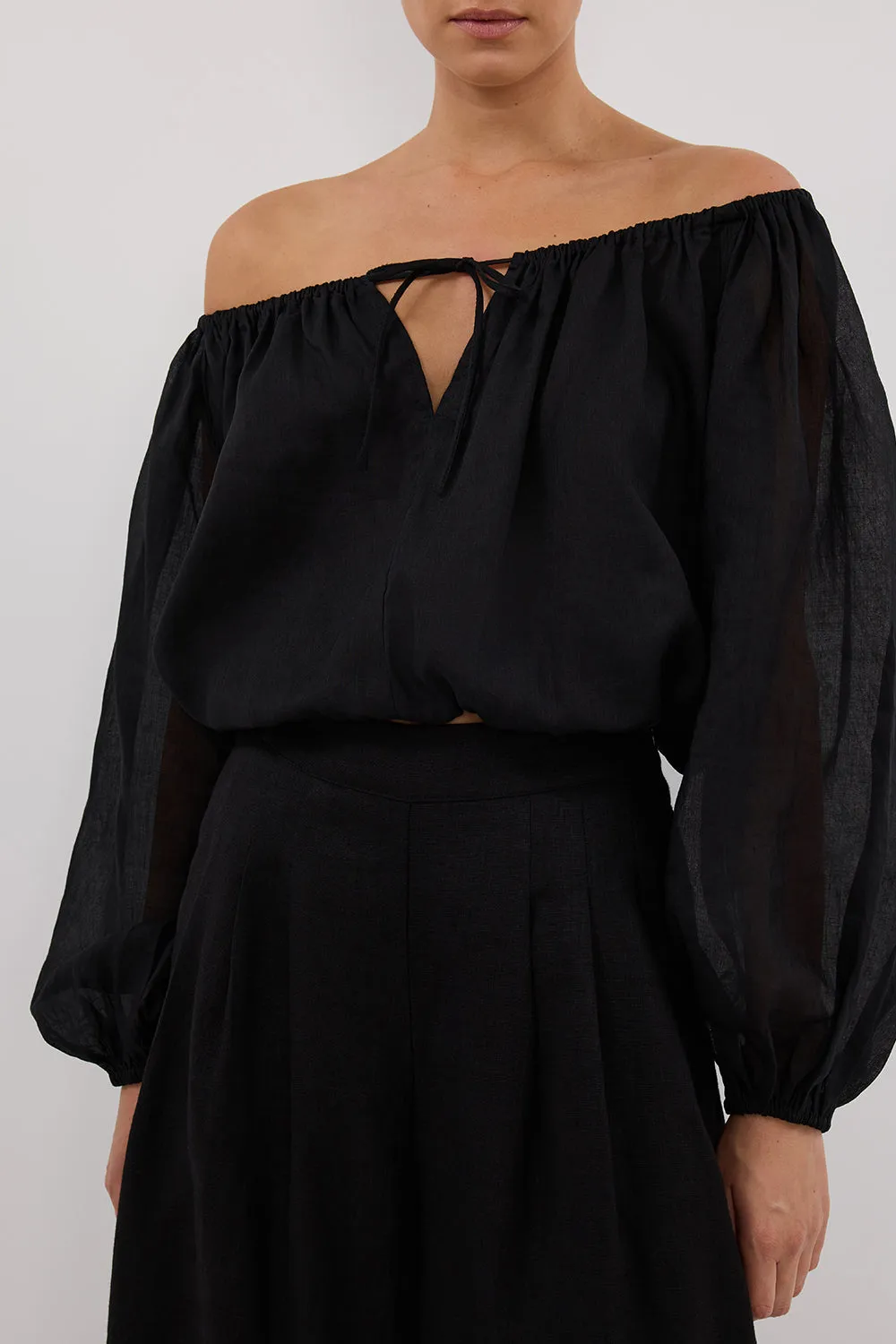 CODY BLACK WIDE LINEN PANT sold by Dissh product image thumbnail 5