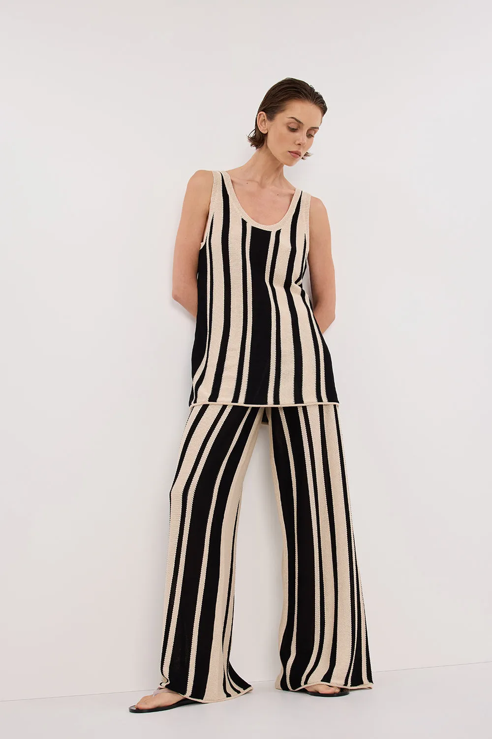 DELPHI STRIPE WIDE LEG KNIT PANT sold by Dissh