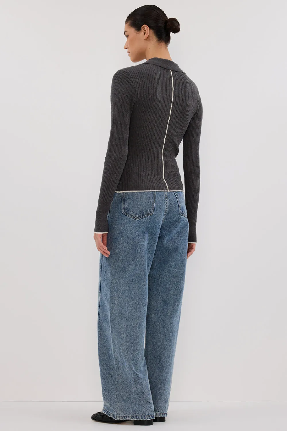 LEONIE CHARCOAL MARLE POLO KNIT TOP sold by Dissh product image thumbnail 5