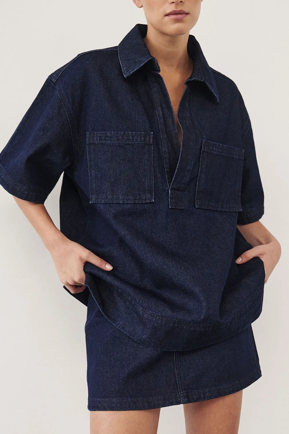 MASON INDIGO DENIM MINI SKIRT sold by Dissh