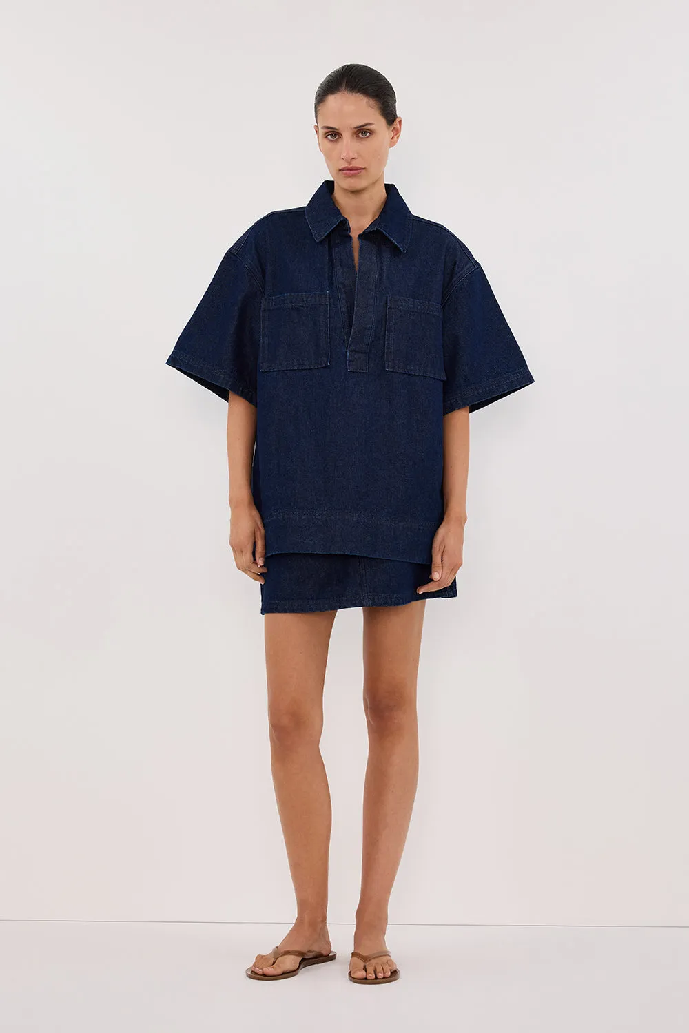 MASON INDIGO BOXY DENIM SHIRT sold by Dissh product image thumbnail 2