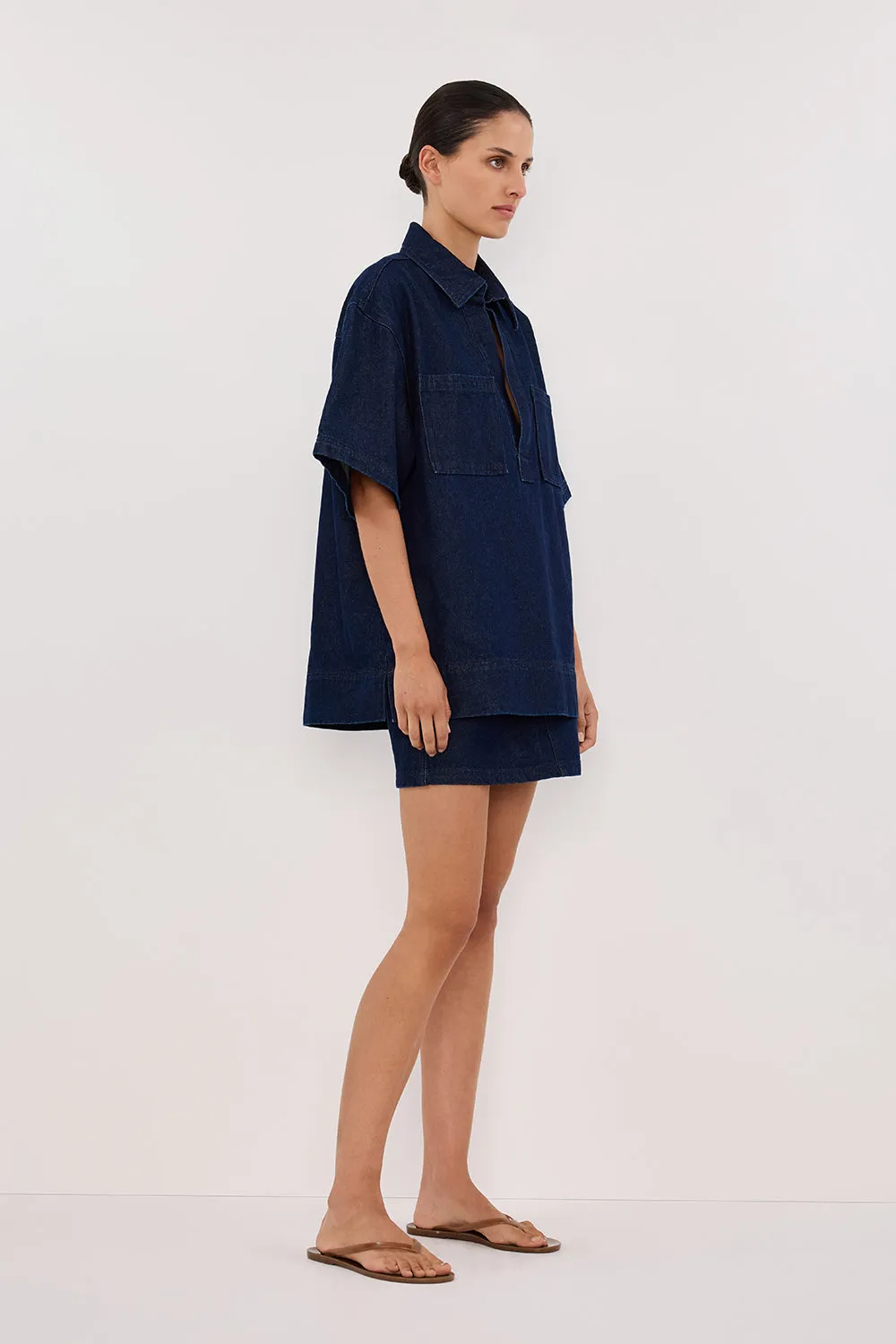 MASON INDIGO BOXY DENIM SHIRT sold by Dissh product image thumbnail 4