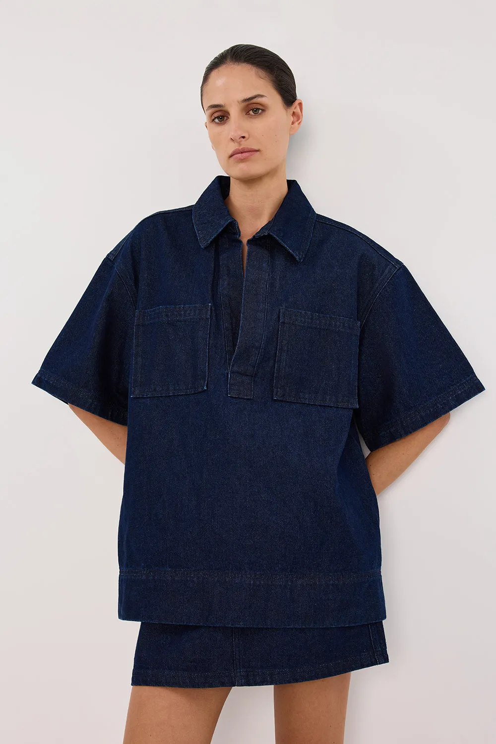 MASON INDIGO BOXY DENIM SHIRT sold by Dissh product image thumbnail 3