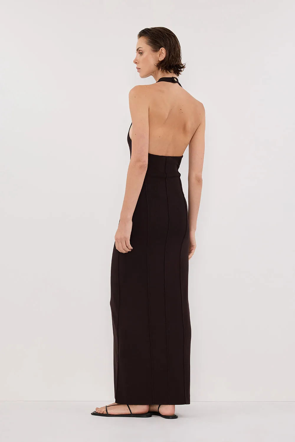 LISS BITTER CHOC HALTER MAXI DRESS sold by Dissh product image thumbnail 5