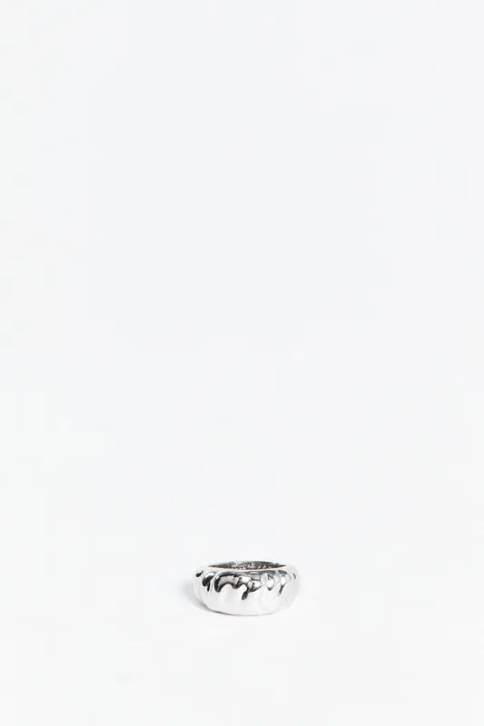 LUV AJ HAMMERED RIDGED SILVER RING sold by Dissh