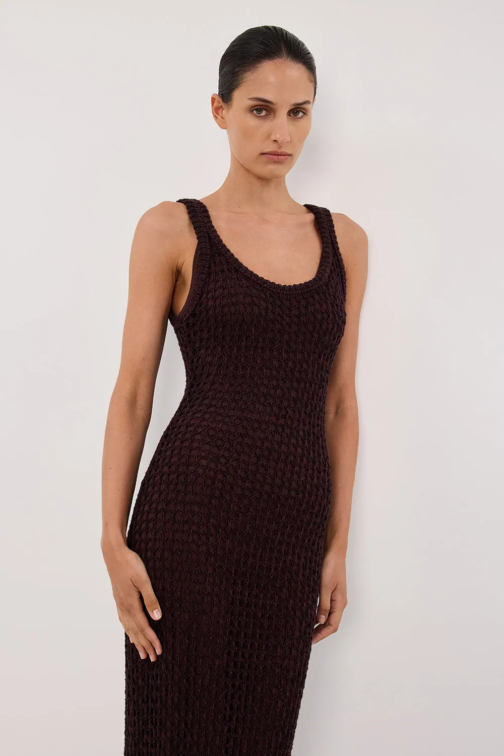 TESS CHOC CROCHET KNIT MAXI DRESS sold by Dissh product image thumbnail 3