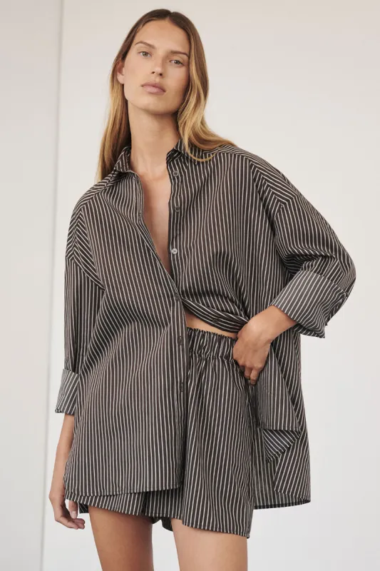 PALMA BITTER CHOC SILK BLEND SHIRT - PRE ORDER sold by Dissh