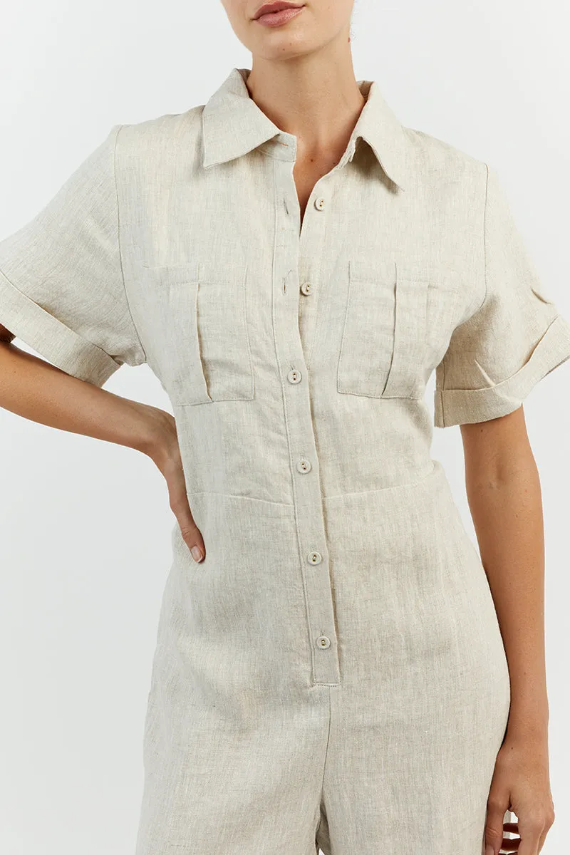 LILY NATURAL LINEN BOILER SUIT sold by Dissh product image thumbnail 5