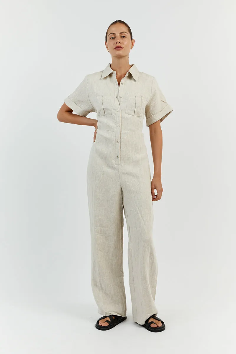 LILY NATURAL LINEN BOILER SUIT sold by Dissh product image thumbnail 2