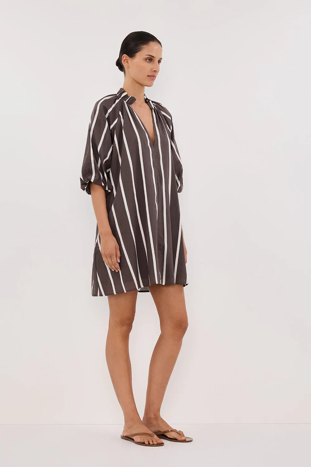 ELLIOT BITTER CHOC STRIPE SMOCK DRESS sold by Dissh product image thumbnail 3