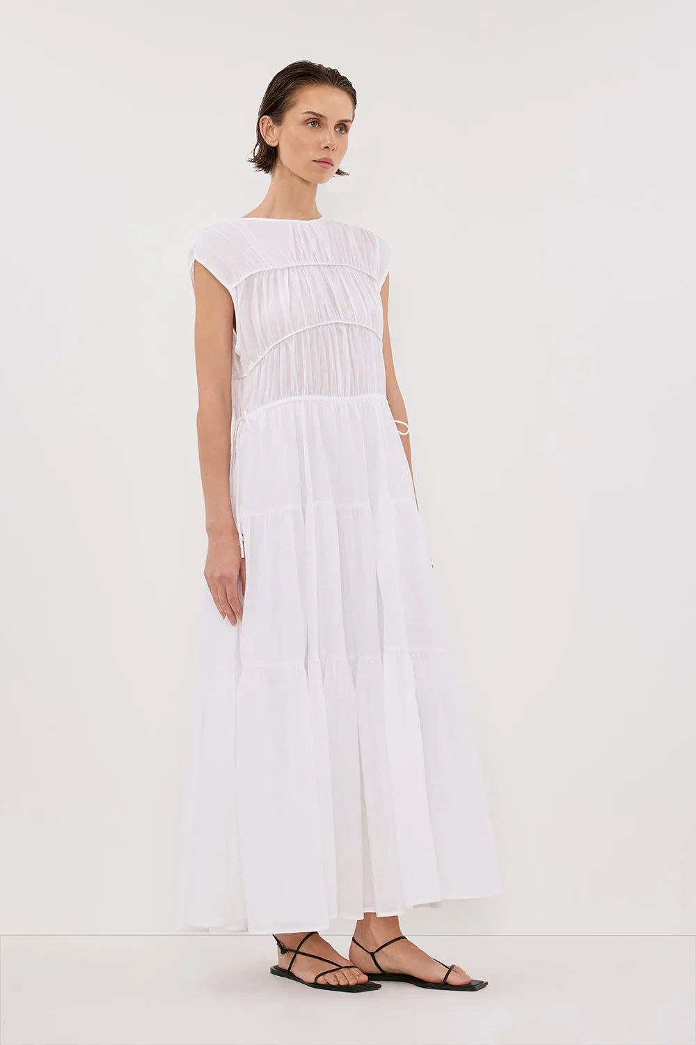 FLYNN WHITE LINEN BLEND MIDI DRESS sold by Dissh product image thumbnail 4
